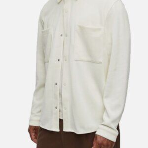 Mode of One Men Long Sleeve Knit Snap Front Shirt Soft Vanilla Size L